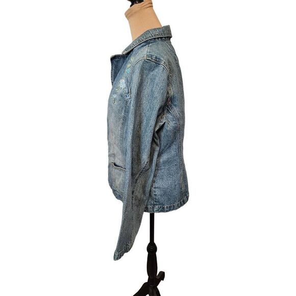 Crazy Horse Embroidered Floral Denim Jacket in Large - Picture 2 of 9